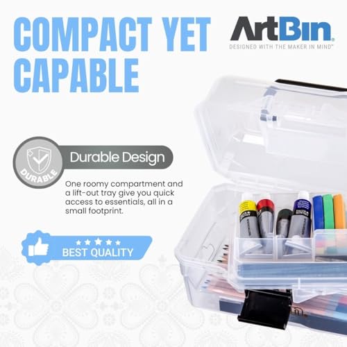 ArtBin 6890AG Small Project Box, Portable Art & Craft Organizer with Lift-Out Tray, [1] Plastic Storage Case, Clear (Pack of 6) - size: Small (Pack of 6)