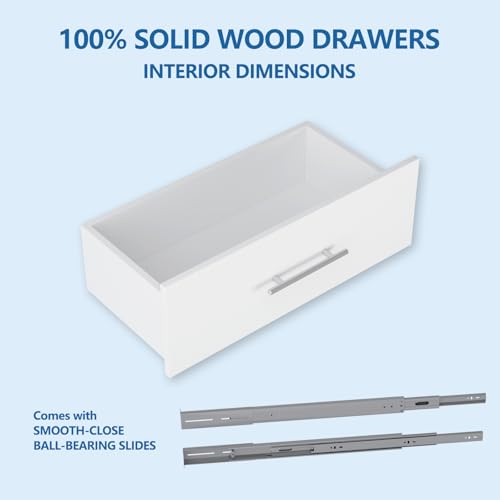 2 Drawer Short Tower Closet Unit, Modular Closet System, Wood Closet System Organizer with Storage for Walk In Closets, Clothing Rack Closet for Hanging Clothes, Bedroom, White, 25.5"W - color: White, size: 25.5" Wide, style: 2 Drawer Short Tower