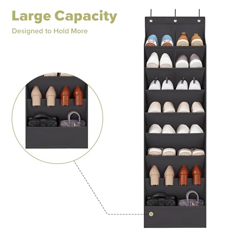 2 Pack Shoe Organizer with 6 Extra Large Pockets and 4 Large Pocket, Over the Door Sturdy Closet Storage Rack, Hanging Shoe Organizer for Shoes, Sneakers, Black - color: Black