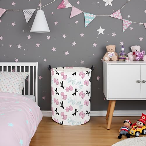 Butterfly Baby Laundry Basket Baby Hamper for Nursery Girl Kids Butterfly Hamper Cute Kids Toys Storage Bin Organizer Butterfly Room Decor for Home(Bowknot) - color: Bowknot