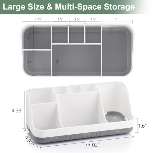 GFWARE Toothbrush Holders for Bathrooms Countertop Organizer - Kids Electric Toothbrush and Toothpaste Holder Detachable 7 Slots Tooth Brush Organization Bathroom Accessories Storage Vanity, White - color: White