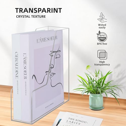 Clear Acrylic Magazine Rack, Vertical File Holder, Desk Organizer Storage Stand for Office, 4 Pack - color: Clear4