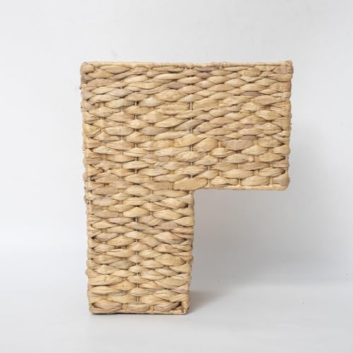 YAHUAN Stair Basket with Handles, Woven Water Hyacinth Stair Baskets for Carpeted Stairs, Stair Storage Basket Staircase Basket for Wooden Stairs (Water Hyacinth)