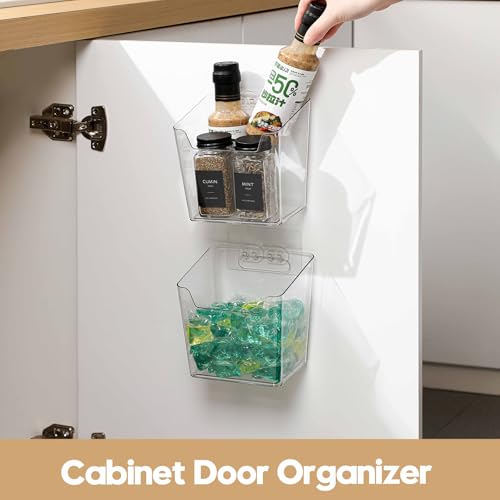 8-Pack Adhesive Cabinet Door Organizer Kitchen, Hanging Storage Bins, Stick on Small Wall Storage Container, Bathroom Floating Shelf Under Sink Caddy Spice Rack for Pantry Organizer, Office, Dorm - color: 8 Pack, size: Large