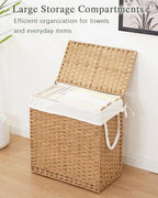 SETVSON Laundry Hamper with Lid Wicker Laundry Basket 112 L (29.6 Gal) Laundry Hampers Handwoven Rattan Clothes Hamper with Handles 3 Removable Liner Bag, 6 Mesh Bags for Bathroom Bedroom Natural - color: Natural, size: 29.6 Gal