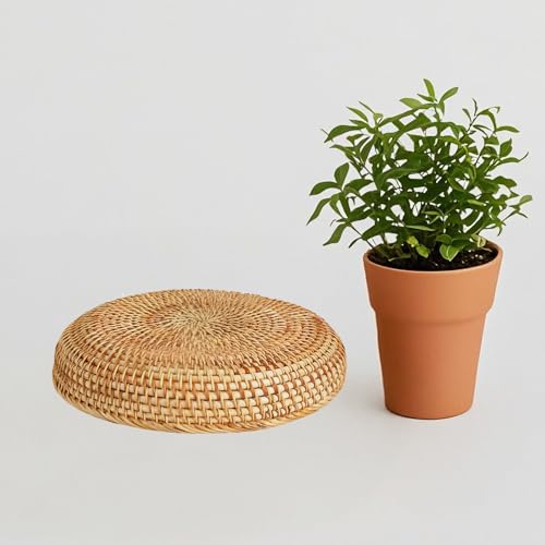 7.5" Small Rattan Fruit Bowl & Wicker Entryway Tray - Handwoven Round Basket for Candy, Nuts, Keys & Tabletop Decor - Decorative Catch-All Organizer for Home and Office - size: 7.5"