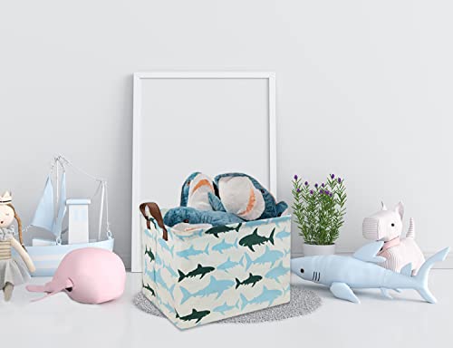 HIYAGON Baby Kids Storage Basket Shark Gift Basket Empty Boys Toy Storage Bin Organizer Box Rectangular Room Decor for Home,Books(Blue Shark) - color: Blue shark