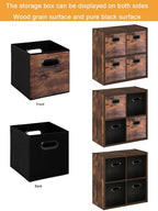 Fabric Storage Cubes, Collapsible Imitation Wood Organizer bins with 2 Handles - Set of 4, Fit Cube Storage Unit, for Clothes, Bedroom, Brown and Black (Small-10.5in x 10.5in x 11in-4 Pack) - size: Small-10.5in x 10.5in x 11in-4 Pack
