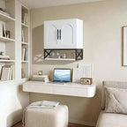 DreamDashio Bathroom Cabinet Wall Mounted with Doors, Adjustable Shelves and Open Shelf, Medicine Cabinet Over The Toilet, Wall Cabinet, Storage Cabinet for Bathroom, Laundry Room, Toilet, White - size: 23.6"H x 23.6"W x 9.8"D
