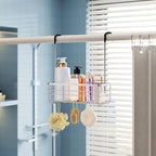 HapiRm Hanging Shower Caddy Organizer - No Drilling Shower Organizer with Hooks, Rustproof & Waterproof 304 Stainless Steel Bathroom Shelves - Silver (1 Basket) - color: Silver- 1 Basket
