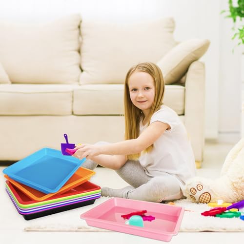 12 Pack Plastic Art Trays,Multicolor Serving Organizer Tray,Activity Crafts Trays for DIY Project,Painting,Jewelry,Home School Crafts(12 Colors) - color: 12 Pcs 12 Colors