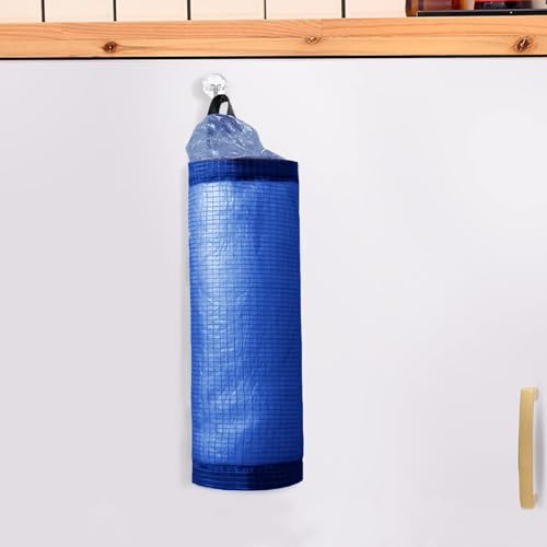 TOGETRUE Plastic Bag Holder, Mesh Grocery Bag Holder Hanging Storage Bag Dispenser (Navy Blue 2 Packs) - color: Navy Blue 2 Pack