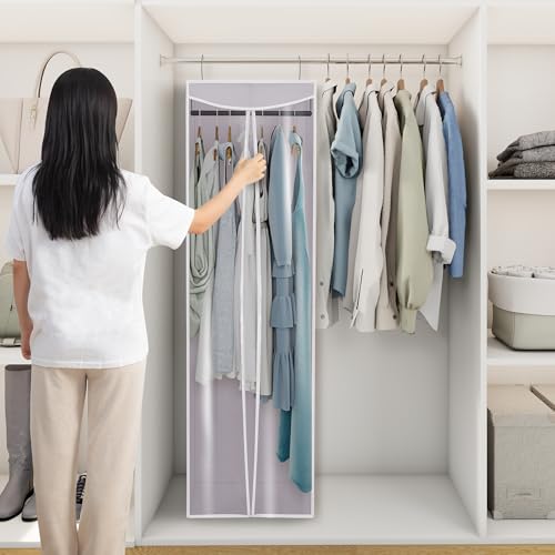 Garment Bags for Hanging Clothes Storage, Long Garment Cover with Zippered Clear Window for Closet Wardrobe Clothes Rack Organizer, Hanging Garment Bags for Dresses, Suits, 1 Pack, Gray - color: Gray, size: 1 Pack