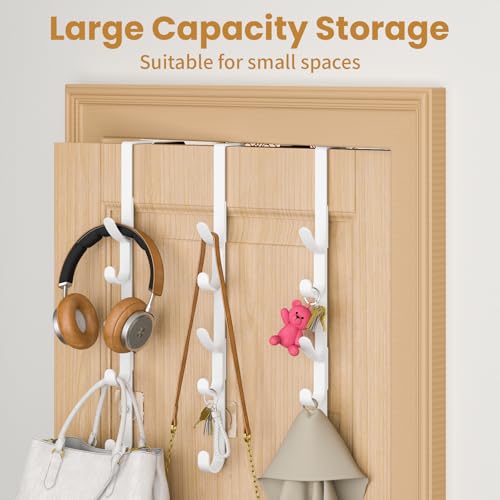 Over The Door Hooks, Metal Door Hooks for Hanging, Over The Door Purse Organizer for Coat Hanger, Back of Shower Door for Hanging Towel Rack Clothes, Hat, Bathroom, Closet (White-3Packs) - color: White, size: 3 Pack
