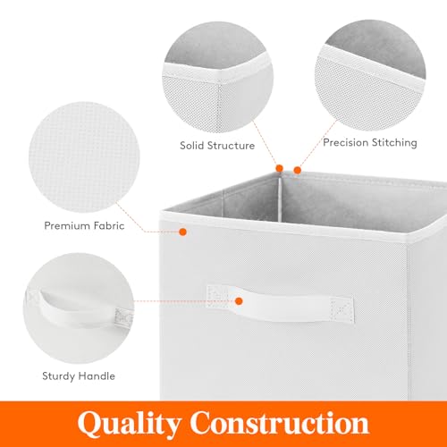 Lifewit Storage Cubes, Foldable Decorative Fabric Storage Baskets for Organizing Home Organizers with Handles for Shelves, Closet, 11 Inch Bins, 18L White, 12 Packs - color: White, size: 12pcs-11INCH