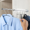 BaiNong 12 inch Valet Rod for Closets Pull Out Closet Valet Rod Slide Out With 4 Hooks Silver Pull Out Clothes Hanger - color: Silver, size: 12 Inch