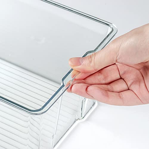 Hudgan Clear Plastic Storage Organizer Bins with Acrylic Lids for Home Office, Kitchen, Cupboard, Pantry Shelves, Medicine Cabinet, Craft Rooms - 4.5-Inches Tall - 4 Pack - color: Clear