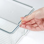 Hudgan Clear Plastic Storage Organizer Bins with Acrylic Lids for Home Office, Kitchen, Cupboard, Pantry Shelves, Medicine Cabinet, Craft Rooms - 4.5-Inches Tall - 4 Pack - color: Clear