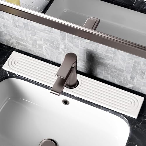 Stone Faucet Mat for Kitchen Sink, Diatomite Sink Protectors - Prevent Moisture Drying Stone Tray Fit Kitchen Counter & Bathroom Counter (White, 23.6" x 4") - color: White, size: 23.6" x 4"