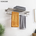 KOKOSIRI 24 Inch Towel Shelf with Double Towel Bars Bathroom Towel Rack Towel Holder Wall Mounted SUS 304 Stainless Steel, Brushed Nickel, B6005BR-L24 - color: Brushed Steel, size: 24 Inch