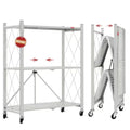 DEANIC 3 Tier Foldable Storage Shelves with Wheels, Kitchen Appliance Stand, Freestanding Metal Wire Shelf Rack, No Assembly Organizer Rolling Cart for Garage, Basement, Pantry(Grey) - color: Grey