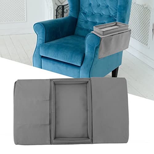 Couch Sofa Armrest Organiser Arm Chair Caddy Bedside Storage Pocket,600D Oxford Cloth Side Pockets Sofa Arm Table Armrest Tray TV Remote Holder Bed Storage Pocket (Grey) - color: Grey