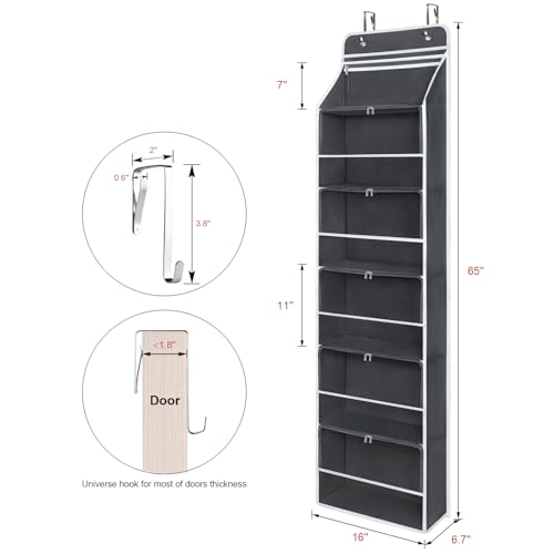 Univivi Hanging Yarn Storage Organizer with 6 Zipper Closure Compartments, Large Capacity Knitting Organizer Storage, Over The Door Hanging Yarn Holder for Knitting Needles, Crochet Hooks (Dark Grey) - color: Grey, size: 6 Tiers
