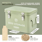 Seed Storage Box – Metal Seed Packet Organizer with Garden String and Bamboo Plant Labels. Seed Container Storage delivering complete Seed Saving Organization for every Garden Lover.