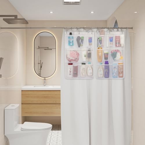 Lifewit Cruise Essentials Shower Caddy Must-Have, 7 Pockets Hanging Bathroom Organizer with Quick-Dry Mesh, Portable Shower Bag to Storage Soap, Shampoo, for RVing, Travel, Camping, White, 1 Pack - size: 17" x 25.6"