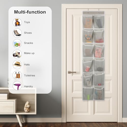 GOMAJI Over the Door 12 Pocket Hanging Shoe Organizer, Gray - color: Gray