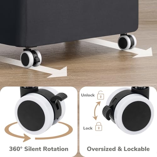 Goodpick Slim Laundry Basket with Wheels and Lid, 75L Rolling Laundry Hamper for Dorm Home Decor, Large Clothes Hamper with Bamboo Frame Removable Bag, Black, 17" x 9.8" x 29.5" - color: Black, size: 75L (17"L x 9.8"W x 29.5"H)