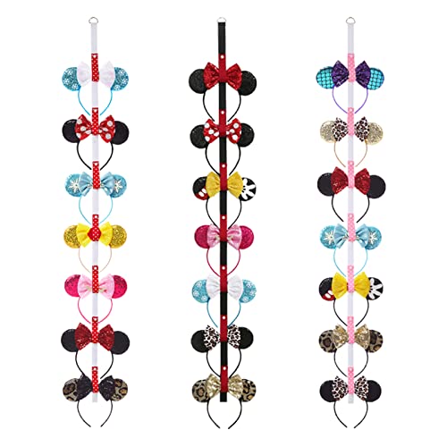 3Pcs Mouse Ears Headband Holder Headpiece Hanger Organizer Hair Accessories Storage Hanging Wall Display Decor