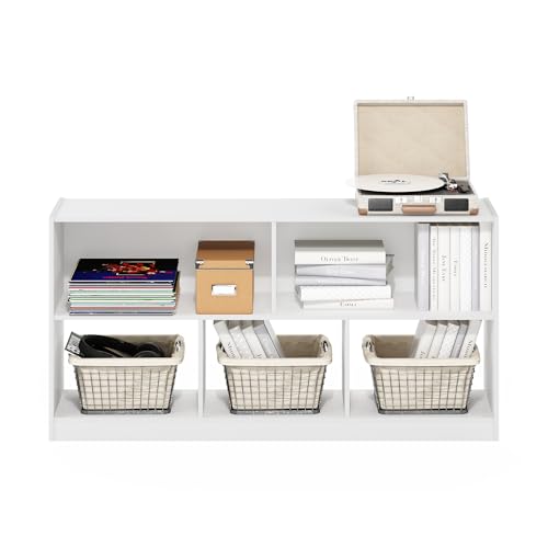Furinno DALY Book Shelf, 5-Cube Bookshelf, Horizontal Cube Storage Organizer Bookcase, 10.9 x 47.2 x 23.6, for Living Room, Bedroom, Home Office, White - color: White, size: Standard, 5-Cube