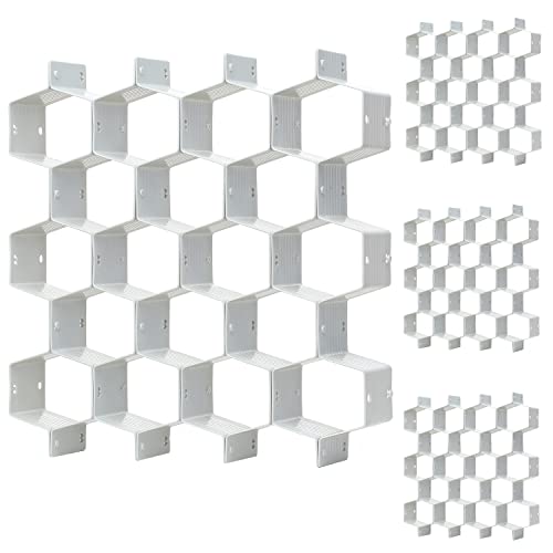 Honeycomb drawer organizer and divider, underwear, socks, tie sorter, office supplies and sundry sorting 32 pieces (Grey) - color: Grey-4PCS