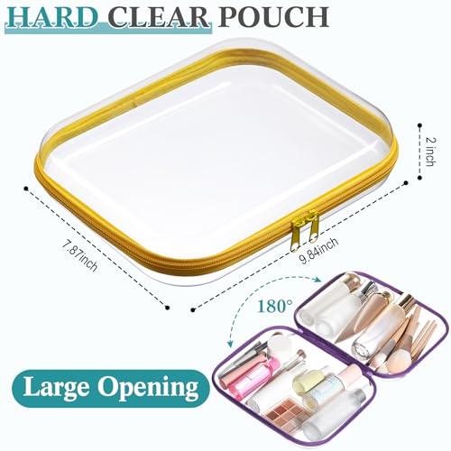 Sanwuta 6 Pcs Clear Hard Zipper Case Plastic Zipper Pouches Transparent Makeup Bag Pencil Case Pouches Toiletry Diaper Bag for Travel Toy Storage Organizer Bins - color: Assorted Color, size: 9.84 x 7.87 x 2 Inch