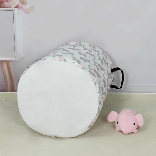 Round Waterproof Laundry Basket,Laundry Hampers with Handle,Gift Basket,Suitable for Children's Room and Toy Storage (Elephant calf) - color: Round Elephant calf