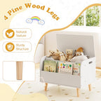 Costzon Kids Wooden Toy Box w/Front Bookshelf, Toy Storage Organizer w/ 4 Solid Wood Legs, Flip-top Lid, Safety Hinge & Cut-Out Handle, Toy Chest for Kids Room, Playroom, Nursery & Classroom - color: White, style: With legs