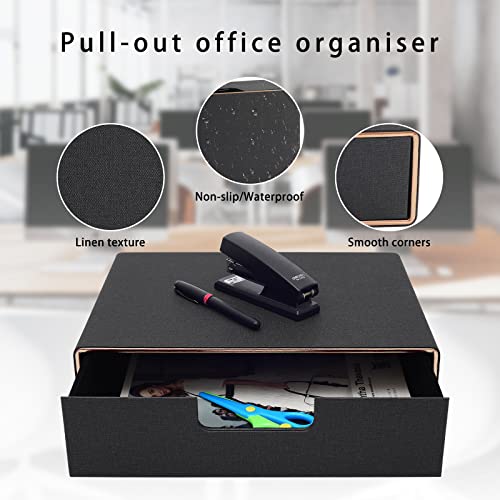 PU Leather Stackable Organizer Drawer,Executive Office Supplies Desktop Filing A4 File Cabinet/Holder for Jewelry/Bill/Paper/Documents/Makeup Home Decor Stationery Storage Box,Black - color: Black