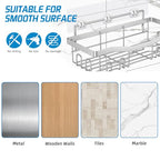 Youvip Adhesive Shower Caddy, No Drilling Bath Organizers 5 Pack, Rustproof Shelves with Soap Holder & Toothbrush Holder, Bathroom Organizers and Storage, Silver - color: Silver