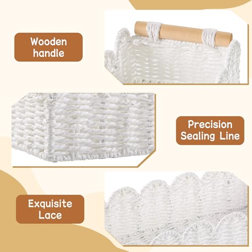 Toilet Paper Storage Basket Bathroom Counter Organizer Wicker Baskets for Organizing Cute Basket for Bedroom Nursery Room Kitchen Bathroom Decor-White - color: White