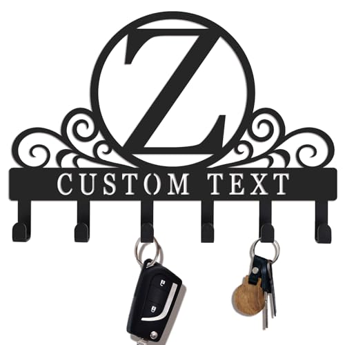 Personalized Initial Key Holder for Wall, Decorative Metal Key Holder Wall Mount, Key Hooks Coat Rack Monogram Decor, Perfect for Bathroom, Living Room, Kitchen, Anniversary Housewarming Gift - style: Custom