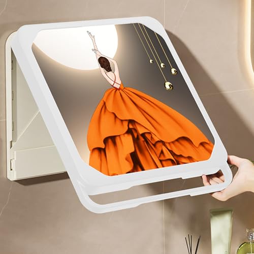 Clothes Folding Storage Box, Bathroom Mural Clothes Folding Storage Box, Waterproof Hanging Storage Organizer, No-Punch Wall Mounted Bathroom Shelves for College Dorm Laundry Kitchen Travel (White)