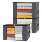 90L Grey Storage Bags with Lids, Zipper & Clear Window, 3-Pack Foldable Large Closet Organizers for Clothes, Comforters, Under Bed - size: 3 x 90L