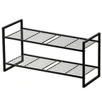 2 Tier Shoe Rack, 27 Inch Wide Stackable Shoe Shelf Organizer for Closet,Sturdy Frame Metal, Adjustable, Black - size: 2 Tier