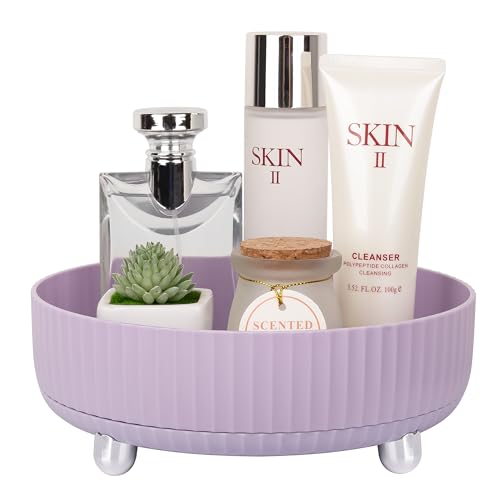Anyoifax Makeup Perfume Organizer Tray 360 Degree Rotating Lazy Susan Skincare Lotion Organizer Spinning Cosmetics Storage for Dresser, Vanity, Bathroom Countertop, Small Purple - color: Purple, size: 9 "