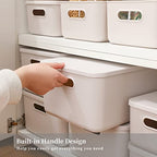 Yishyfier Plastic Storage Baskets With Lid Organizing Container Lidded Knit Storage Organizer Bins for Shelves Drawers Desktop Closet Playroom Classroom Office (M+2S, Light grey) - size: M+2S