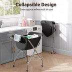 ELYKEN Laundry Cart with Wheels, 33”H Easy Rolling Laundry Hamper with Removable Liner Bag, Sturdy Metal Frame Clothes Basket with 4 Casters and 2 Brakes - color: Black, size: 25.6"L x 22"W x 33"H