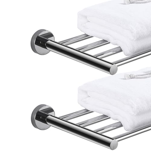 2-Tier Hotel Towel Racks for Bathroom, Wall Mounted Towel Shelf, 30 Inch Bathroom Towel Rack, Polished Chrome - color: Polished Chrome, size: 30 Inches