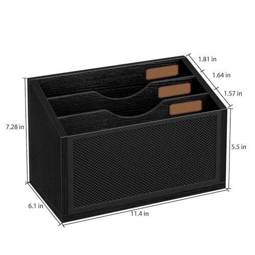 Mail Organizer, Mail Organizers Wall Mounted with 3 Slots, Mail Organizer Countertop Desk, Mail Holder for Home Office, Mail Sorter Office Accessories Organizer for File Letter Folder, Black - color: Black