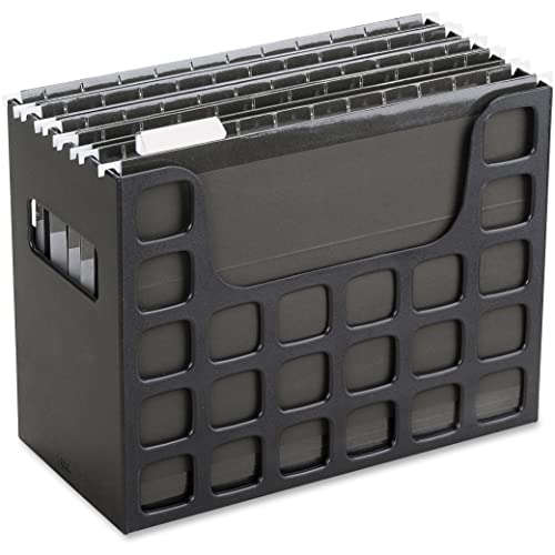 Pendaflex Portable Desktop File, Document Holder for Home and Office, Plastic Organizer Box, Side Handles, Hanging File Folders, Tabs & Inserts, Letter Size, 9-1/2 x 12-3/16 x 6 Inches, Black (23013) - style: Hanging File Organizer
